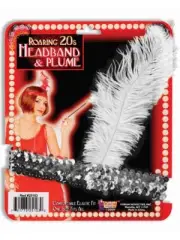 Rubie's - Flapper Headband in Silver with a White Feather