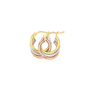 9ct Gold Tri Tone 10mm Triple Hoop Earrings