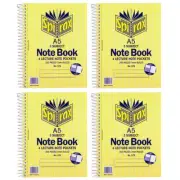 4x Spirax 21cm School/Uni A5 3 Subject 300 Pages Notebook w/ Note Pockets No.572