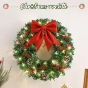 AU Artificial Christmas Wreath With LED Lights, Green,Pine Cones, Berry Clusters