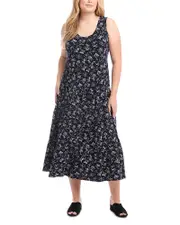 Karen Kane Plus Floral Tiered Midi Dress