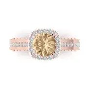 1.95 Round Cut Halo Yellow Moissanite Promise Bridal Wedding Ring 14k Rose Gold
