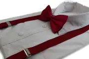 Mens Dark Red 100Cm Suspenders & Matching Bow Tie Set