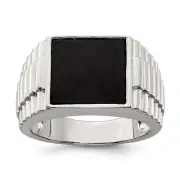 Sterling Silver Rhodium-plated Onyx Ring Size 11 for Men's 10.85gm