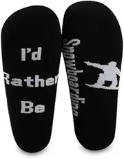 [G2TUP] 2 Pairs Skiing Socks Skier Gift Snowboarder Casual Socks for Snowboarding Lovers I’d Rather Be Snowboarding