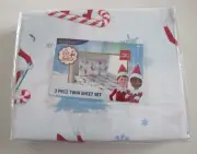 Elf on the Shelf 3 Piece Twin Sheet Set Santaverse **New**
