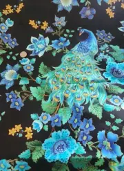 Timeless Treasures Fabrics Inc. "Plume" CM8662 42"x1.75 Yds. Peacock 12" Long
