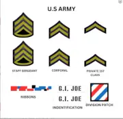 Vaman Action Man.Stickers 1 6th Scale GI JOE (Die Cut) US Army Stripes
