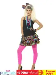 Ladies 80s Madonna Costume Skirt Headband Necklace Retro 1980s Outfit