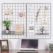 Kaforise Wire Wall Grid Panel, Multifunction Painted Photo Hanging Display and Wall Storage Organizer, Pack of 2, Size 25.6x17.7inch, Black