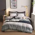 Stripes Geometric Duvet Cover Full Cotton Aesthetic Bedding Set Boys Men Reversi