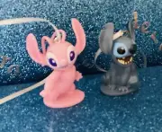 DISNEY SET OF 2 SMALL STITCH AND ANGEL CHRISTMAS TREE DECORATIONS