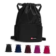 Waterproof Drawstring Gym Backpack Bag for Men & Women, Sport Gym 1 A01-black