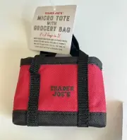 Trader Joe's Red Micro Tote Reusable Grocery Shopping Bag NWT Set Of 3