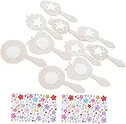 LIFKOME 10 Sets Wooden Handheld Mirror Craft for Party Wood Mirror Craft Dancing Party Favors Craft Birthday Favors Handheld Mirror Wooden Mirror Wooden Mirror Glass