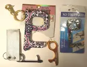 Lot Of 4 Bee Safe Hands Free Door Opener Button Pusher Key Chain No Touch Key