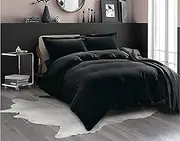 Elegant Comfort Luxury 3-Piece Duvet Cover Set - 1500 Thread Count Egyptian Quality Microfiber Hotel Collection - Comforter Cover with Button Closure and Shams, King/California King, Black