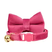 ANYWAGS Cat Collar Dark Pink Bow Small with Safety Buckle, Bell, and Durable Strap Stylish and Comfortable Pet Accessor