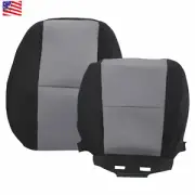 Fit 07-14 Chevy Silverado 1500 2500HD Driver Bottom & Top Cloth Seat Cover Gray