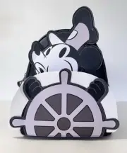 New Loungefly Disney Steamboat Willie Mini Backpack Mickey Mouse 3D Faux Leather