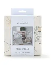 [The Peanutshell] Madagascar Themed Print Size Cot Fitted Sheet Baby Nursery Decor in Cream
