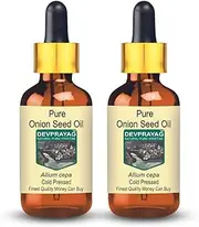 Devprayag Pure Onion Seed Oil (Allium cepa) with Glass Dropper Natural Therapeutic Grade Cold Pressed (Pack of Two) 100ml x 2 (6.76 oz)