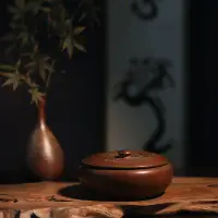 在飛比找Yahoo!奇摩拍賣優惠-日本回流茶具 圓木盒整木木缽漆器茶道具果盤存儲物品老物日本回