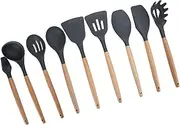 9PcsSet Silicone Kitchenware Kit Non‑Stick Cooking Utensils Baking Tool with Wooden Handle Wine Bottle Stoppers
