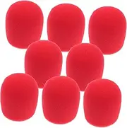 Abaodam 8 Pcs Microphone Covers Red Foam Windscreen Protectors for Handheld Mics Washable Reusable for Ktv Home Studios and Public Speaking