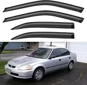Window Visors Rain Guards Shield for 1996-2000 Honda Civic Sedan, Out-Channel Window Wind Deflectors Vent Shades for 96-00 Civic