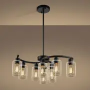 9-Light Black Modern Chandeliers for Dining Room Adjustable Height Farmhouse ...