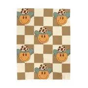 Checkered Western Velveteen Plush Blanket Cozy Decor Throw Perfect Gift