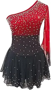 [Zagitova] Ice Figure Skating Dress for Women And Girls, Skating Competition Performance Skirts with Sparkling Rhinestones