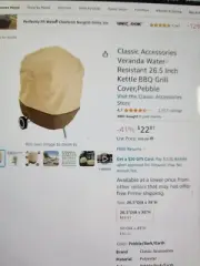 NIB Amazon Basics Kettle Grill Cover Tan and Brown 26.5"