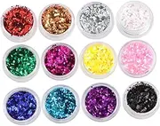 WOONEKY 12 Colors Nail Art Powder Shimmer Glitter Fluorescent Pearly Dust for DIY Nail Decoration Essential Nail Accessories for Creative Nail Designs