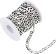 DOITOOL Stainless Steel Chain for Diy Jewelry Making Flat Metal Necklace Chain 5m Roll Silver Necklace Diy Supplies