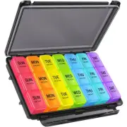 Weekly Pill Organizer 3 Times a Day with Moisture-Resistant Design, Pill Box ...