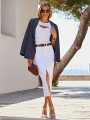 Sosandar Blue Double Breasted Relaxed Fit Blazer (B66976) | $196
