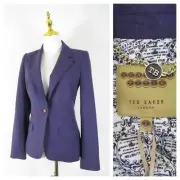 Ted Baker London Womens Purple Wool Blazer Jacket 2 4 Formal Business Career