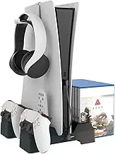 DIGISHUO Multifunctional Cooling Vertical Stand Holder Charging Base for PlayStation 5 (Black)