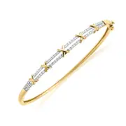Zamel's 9ct Yellow Gold Round Brilliant Cut with 1/2 CARAT tw of Diamonds Bangle