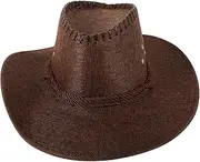 [LIFKOME] Cowboy Hat Men's Western Hat Foldable Beach Sun Hat Women's Cowgirl Hat Wide Brim Coffee