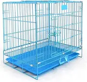Beautiful Pet Dog Cage Wire Cage Portable Folding Transport Cage Pigeon Cage Rabbit Cage Cat Cage Small Dog Teddy Bear Bear Cage (Color : Pink, Size : 60x42x50cm) (Color : Blue, Size : 45x30x38cm)