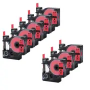 8 Pack 45017 Black on Red Label Tape For DYMO D1 LabelManager 200 12mm 1/2" x 23