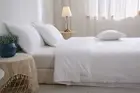 White Luxury Eyelet Lace Bed Flat Sheet Queen Size Bed Linen 1 Piece