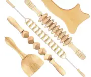 5 In 1 wooden Anti Cellulite Massage Roller Kit Manual Bamboo
