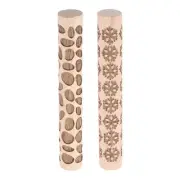 2pcs Wood Roller 10cm Snowflake Pebble Pattern Wooden Pottery Tools