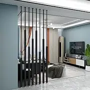 Iron Wall Room Divider, Floor to Ceiling No Drilling Wall Partition, Privacy Screens/Room Divider Post, for Living Room Restaurant Office Entrance 8 Pack(Black,70cm/27.5in/2.3ft)