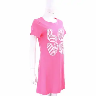 LOVE MOSCHINO 螺旋紋字母粉色短袖長版TEE 洋裝