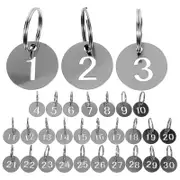 30Pcs Number ID Tags Key Chain Stainless Steel Numbered 1-30 Tags Round Shaped Numbered Tags As Shown 2.30X2.30X0.20CM